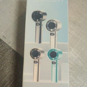 M11 Handheld Fan Silver Blue, Infinite Variable Speed, USB, Digital Display